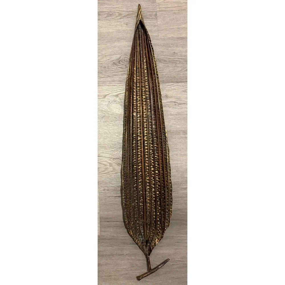 Home Decor 2 Metal Leaf Ornament 40” & 33.5”, Gold And Silver